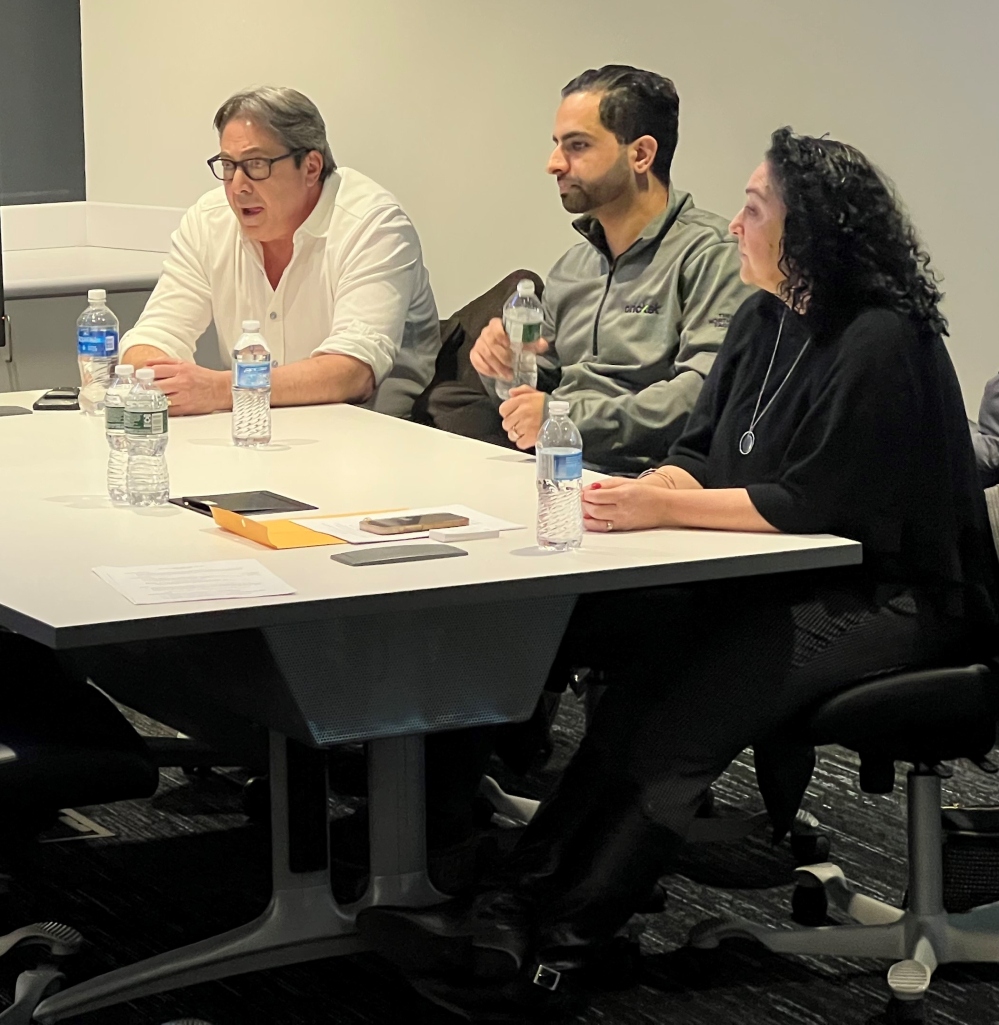 Panel members were (left to right) Michael Ancillotti '82, Stella Penizotto '90, and Anas Almaletti '08.