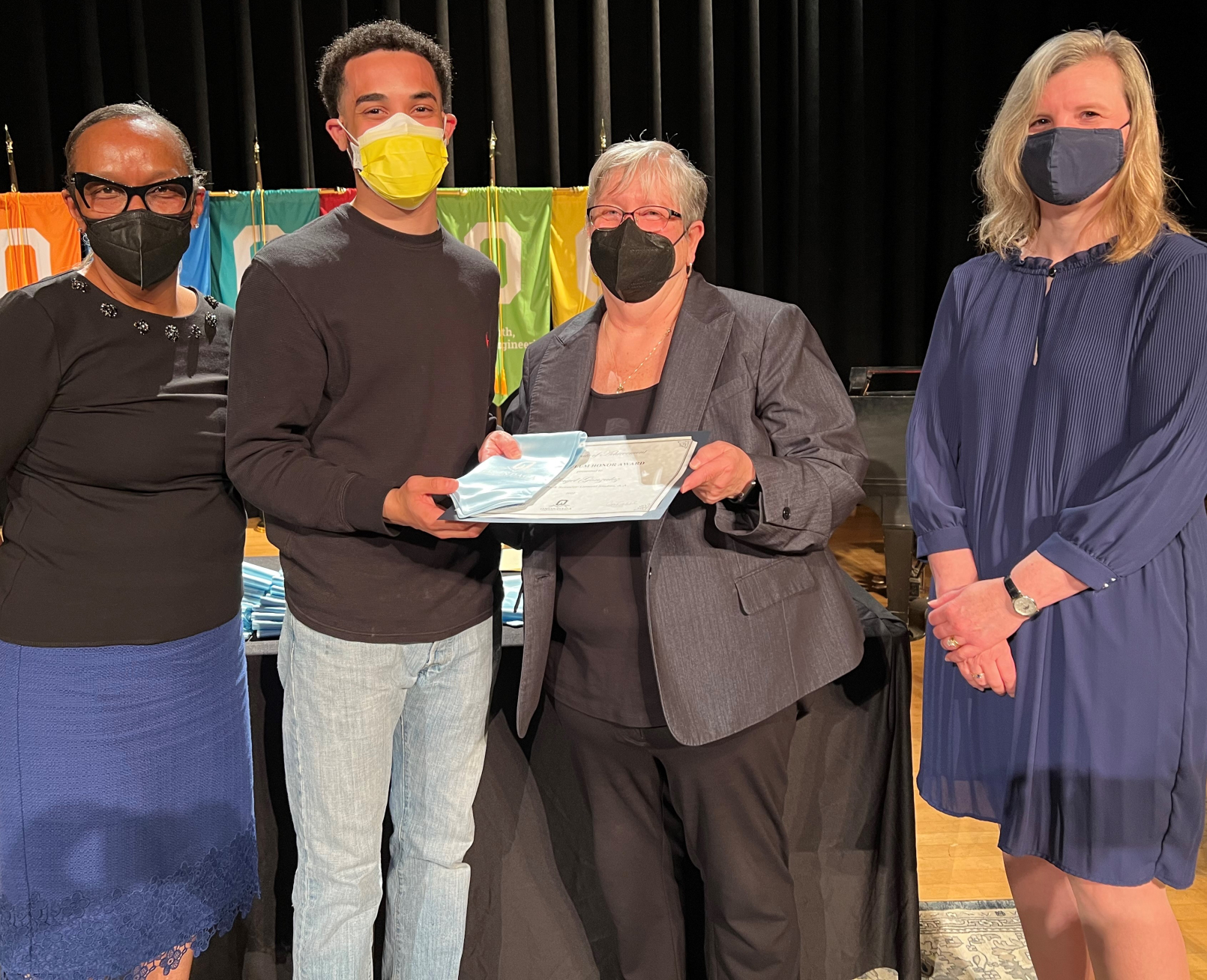 General Studies (left to right): Professor Eunice Williams, Angel Gonzalez, President Dr. Casey Crabill, and Provost Anastasia Urtz