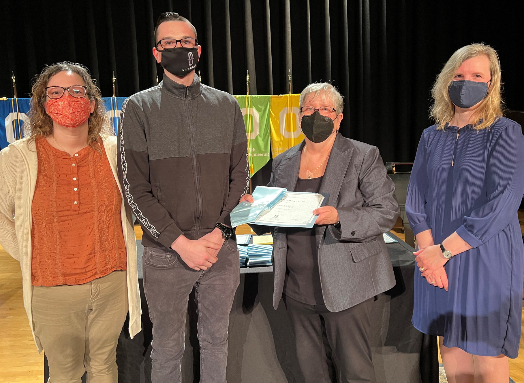 Health Sciences: (left to right) Professor Dori LaRue, Joe Doyle, President Dr. Casey Crabill, and Provost Anastasia Urtz