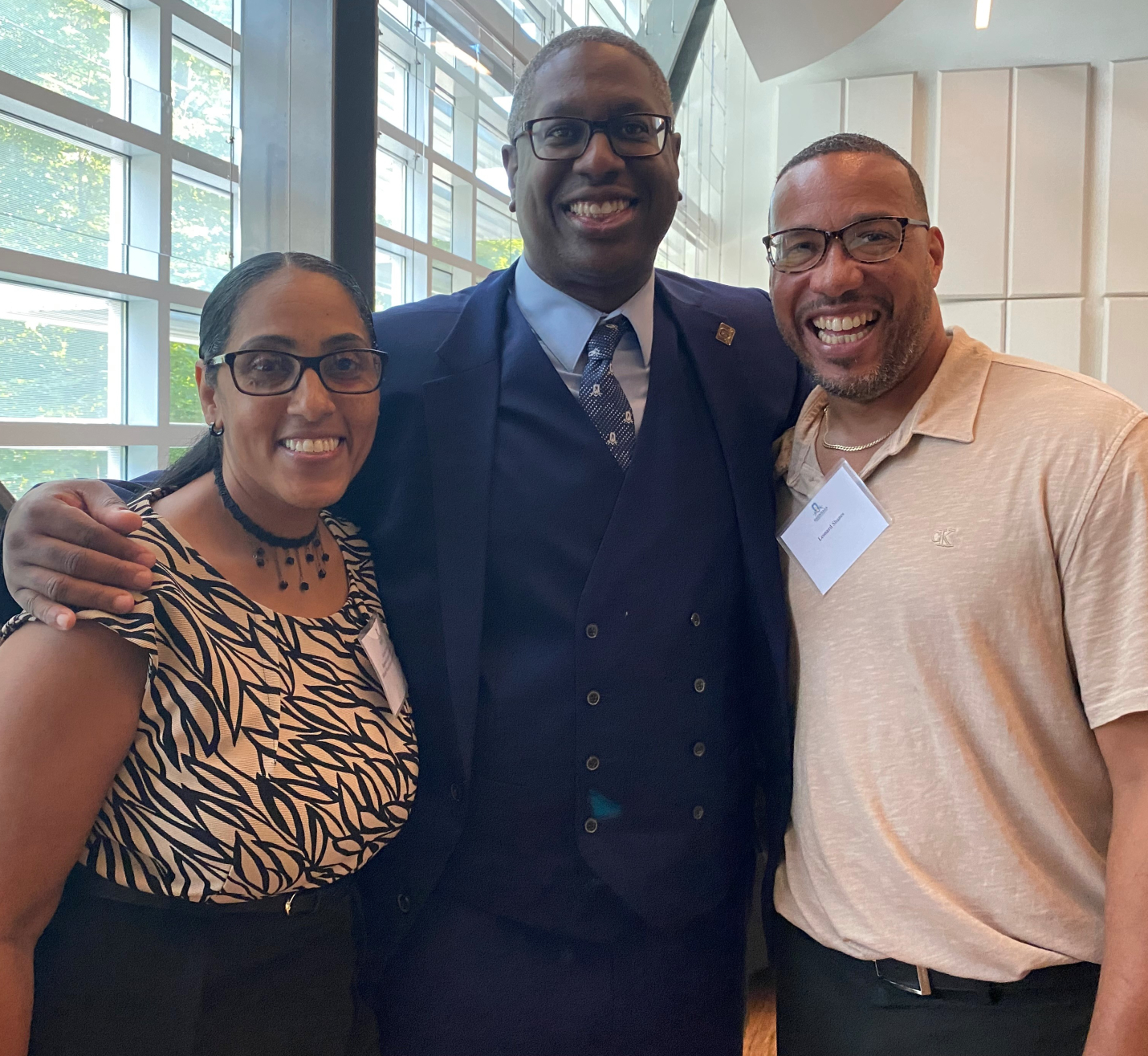 Pictured with Dr. Hilton (center) are Karinda Shanes (left) and Leonard Shanes (right). Both Shanes and their three sons all earned degrees at OCC.