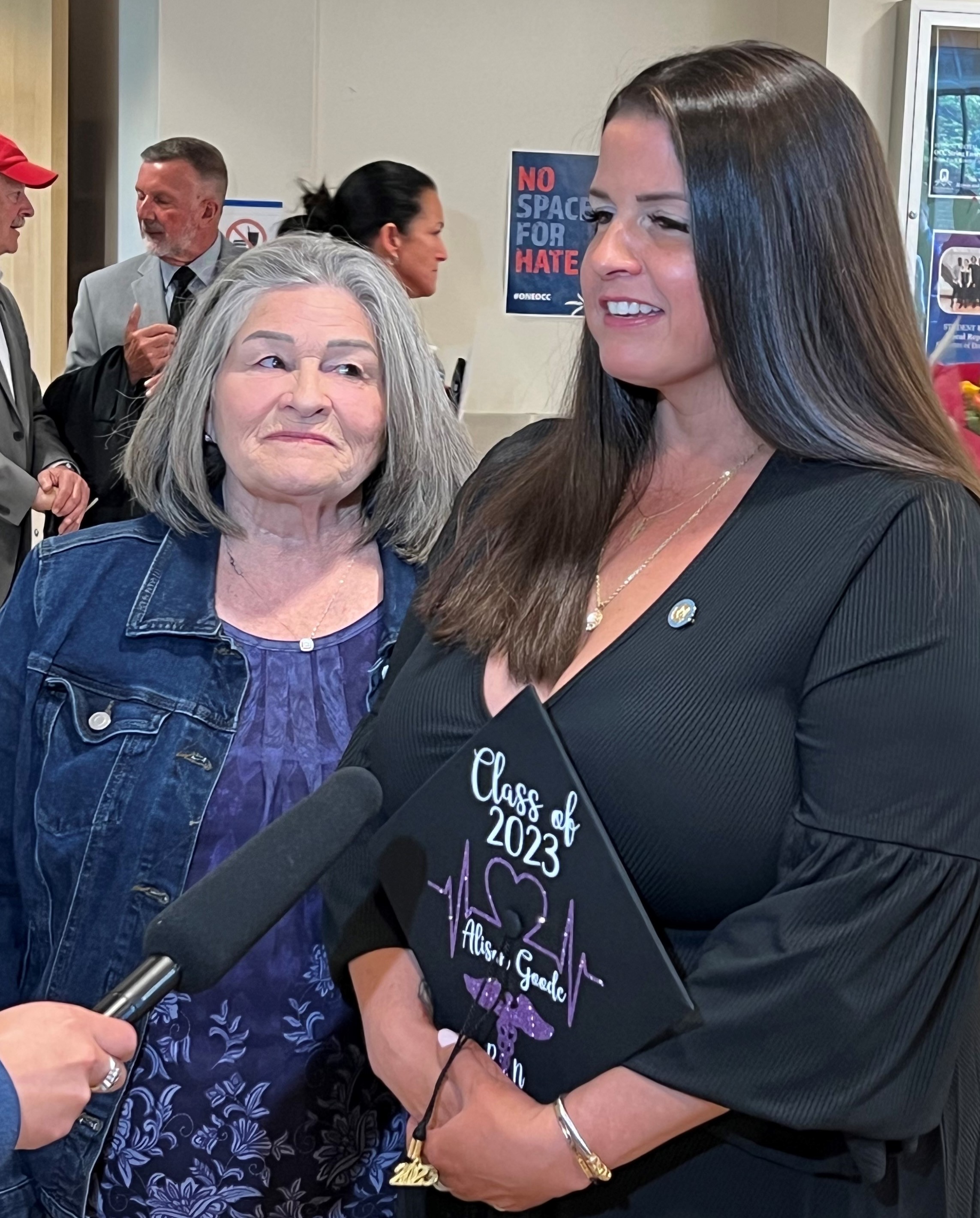 Alison Goode (right) was pinned by her mother, Barbara Goode (left), who is a retired nurse.